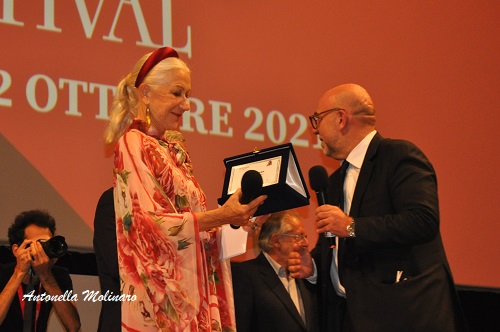 L'attrice Helen Mirren con Paolo Virzì