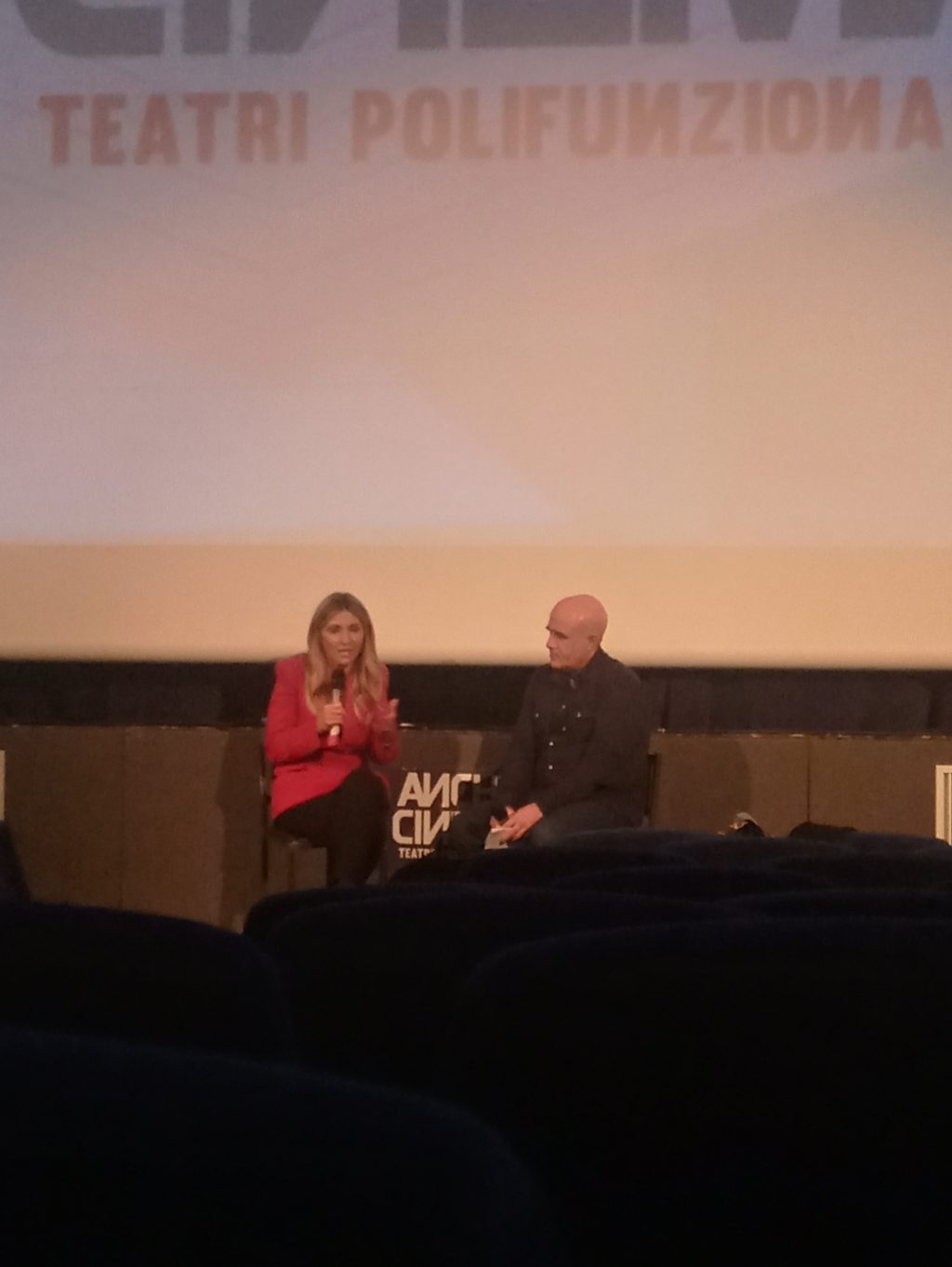 Flavia Triggiani e Livio Costarella alla presentazione del film presso l'Anche cinema di Bari